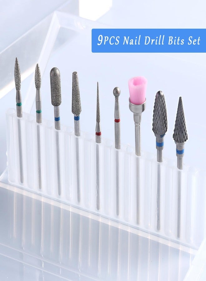 Furtherpretty Nail Drill Bits Set, 9PCS Cuticle Cleaner & Carbide Bits for Acrylic Nails, Manicure Pedicure Remover Tools, Professional Nail Salon Supplies, fresas para drill nails - 3/32" Shank - Image 2
